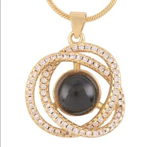 🛍️Simulated Topaz and White Diamond Rings of Saturn Pendant Necklace 20”